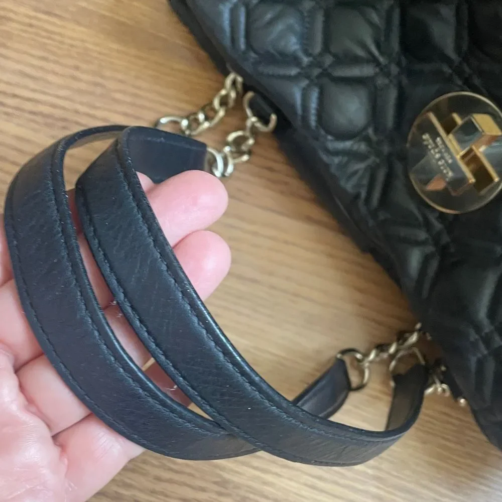 Kate Spade Elena Astor Court Black Quilted Leather Chain Shoulder Tote Bag